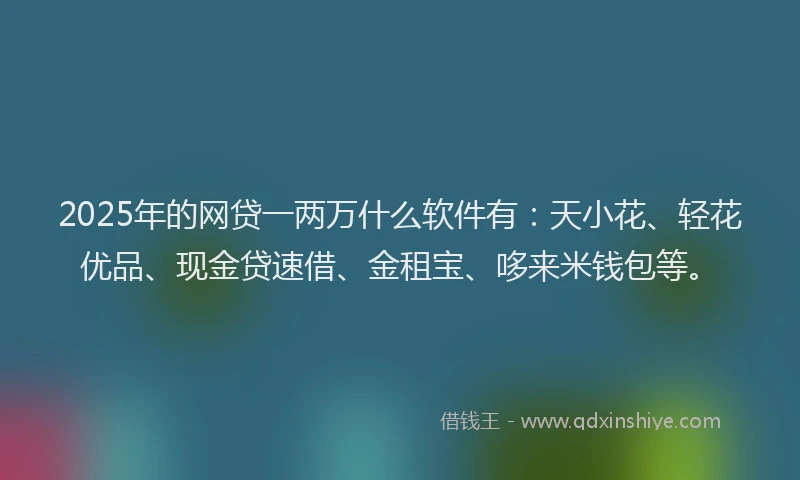 2025年的网贷一两万什么软件有：天小花、轻花优品、现金贷速借、金租宝、哆来米钱包等。
