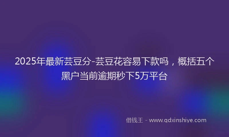 2025年最新芸豆分-芸豆花容易下款吗，概括五个黑户当前逾期秒下5万平台