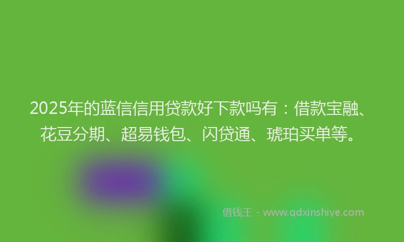 2025年的蓝信信用贷款好下款吗有：借款宝融、花豆分期、超易钱包、闪贷通、琥珀买单等。