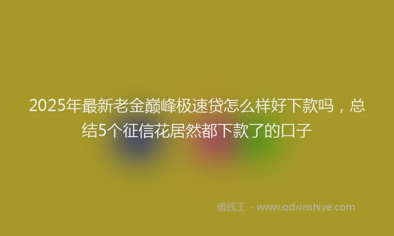 2025年最新老金巅峰极速贷怎么样好下款吗，总结5个征信花居然都下款了的口子