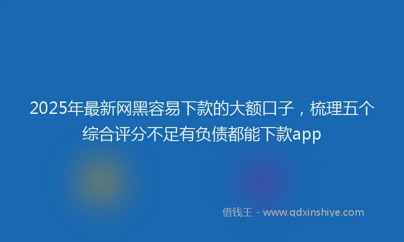 2025年最新网黑容易下款的大额口子，梳理五个综合评分不足有负债都能下款app