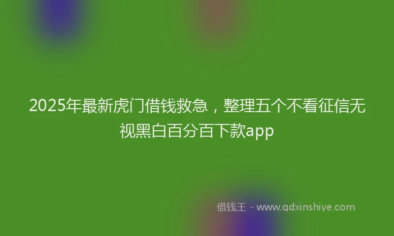 2025年最新虎门借钱救急，整理五个不看征信无视黑白百分百下款app