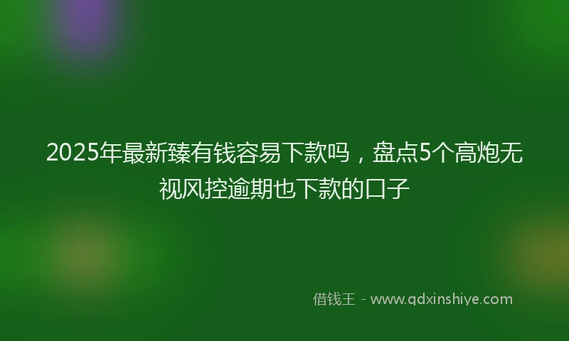 2025年最新臻有钱容易下款吗，盘点5个高炮无视风控逾期也下款的口子