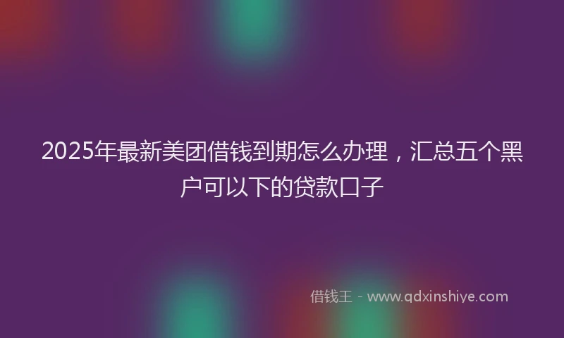 2025年最新美团借钱到期怎么办理，汇总五个黑户可以下的贷款口子