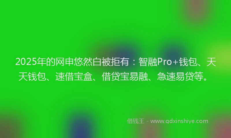 2025年的网申悠然白被拒有：智融Pro+钱包、天天钱包、速借宝盒、借贷宝易融、急速易贷等。
