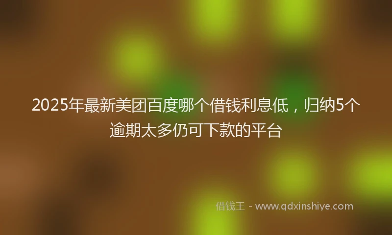 2025年最新美团百度哪个借钱利息低，归纳5个逾期太多仍可下款的平台