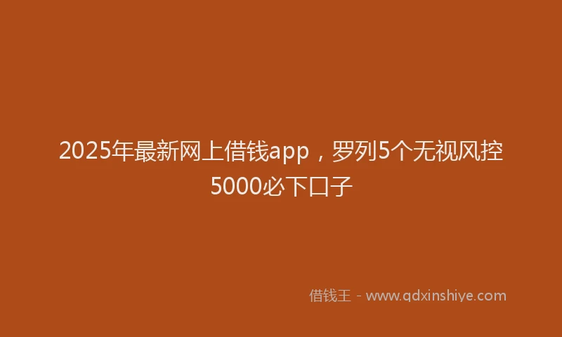 2025年最新网上借钱app，罗列5个无视风控5000必下口子