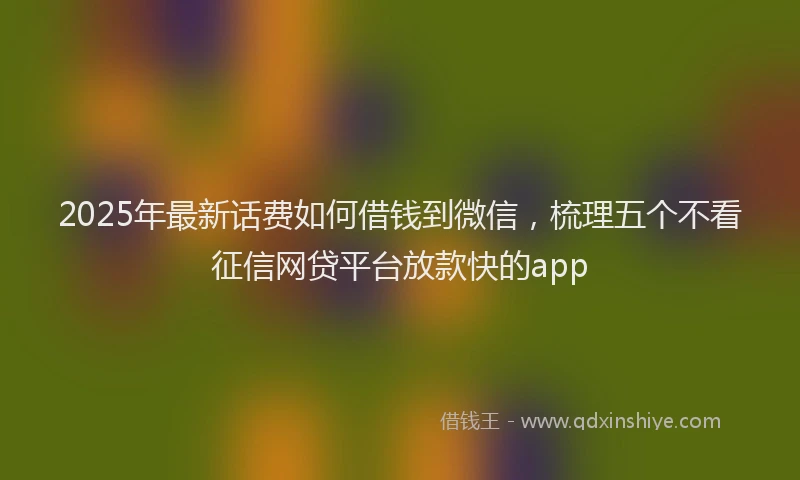 2025年最新话费如何借钱到微信，梳理五个不看征信网贷平台放款快的app