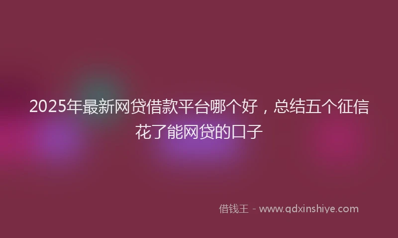 2025年最新网贷借款平台哪个好，总结五个征信花了能网贷的口子