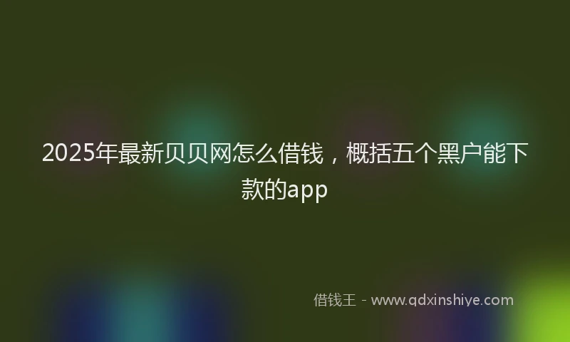 2025年最新贝贝网怎么借钱，概括五个黑户能下款的app