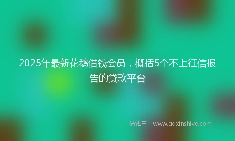 2025年最新花鹅借钱会员，概括5个不上征信报告的贷款平台