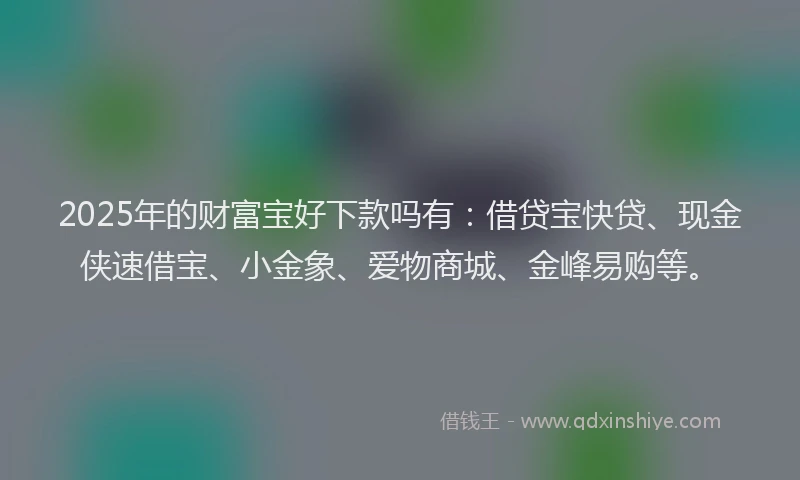 2025年的财富宝好下款吗有:借贷宝快贷、现金侠速借宝、小金象、爱物商城、金峰易购等。