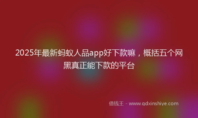 2025年最新蚂蚁人品app好下款嘛，概括五个网黑真正能下款的平台