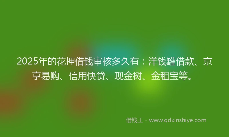 2025年的花押借钱审核多久有：洋钱罐借款、京享易购、信用快贷、现金树、金租宝等。