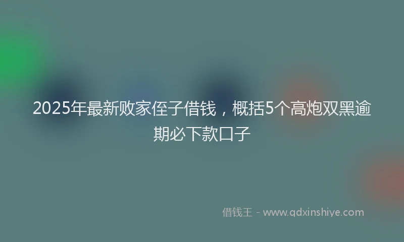 2025年最新败家侄子借钱，概括5个高炮双黑逾期必下款口子
