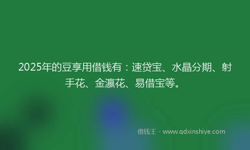 2025年的豆享用借钱有：速贷宝、水晶分期、射手花、金瀛花、易借宝等。