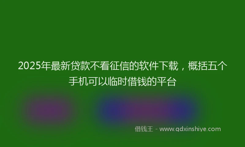 2025年最新贷款不看征信的软件下载，概括五个手机可以临时借钱的平台