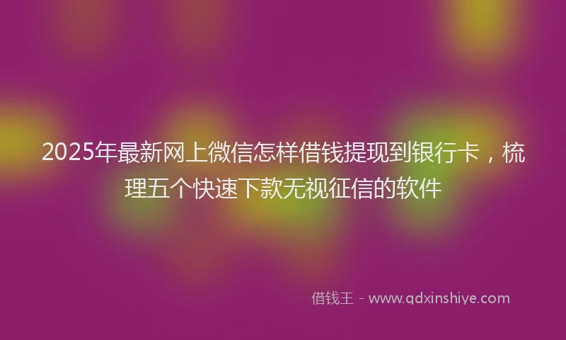 2025年最新网上微信怎样借钱提现到银行卡，梳理五个快速下款无视征信的软件