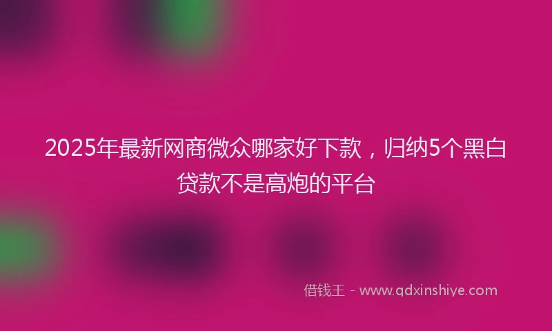 2025年最新网商微众哪家好下款，归纳5个黑白贷款不是高炮的平台