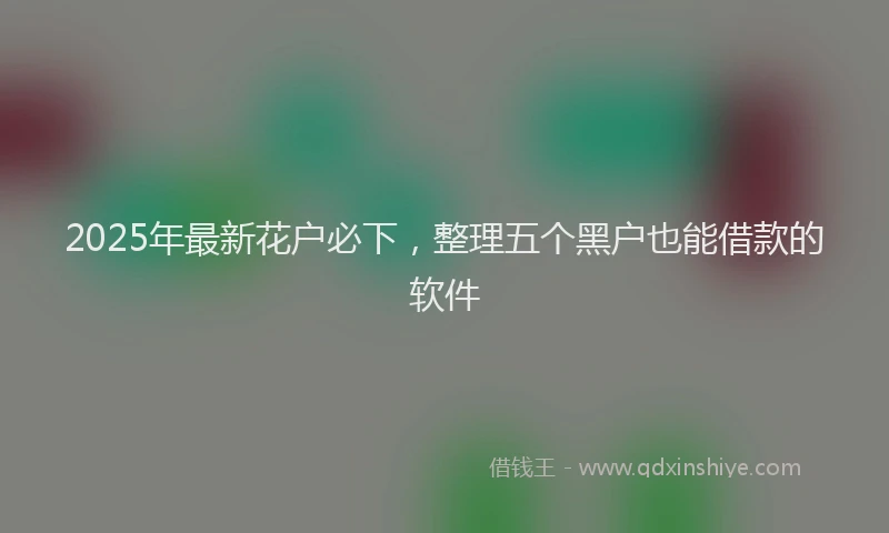 2025年最新花户必下，整理五个黑户也能借款的软件
