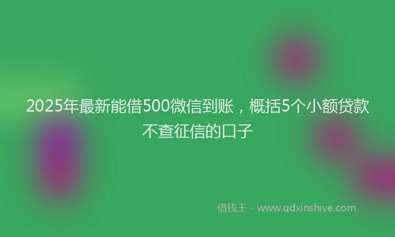 2025年最新能借500微信到账，概括5个小额贷款不查征信的口子