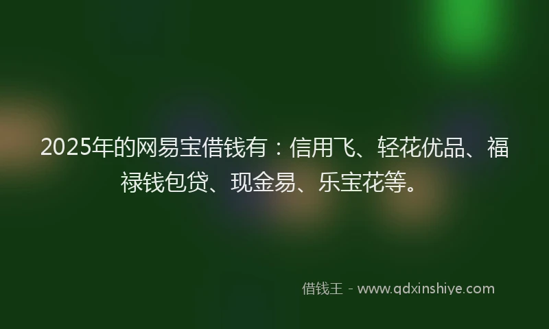 2025年的网易宝借钱有：信用飞、轻花优品、福禄钱包贷、现金易、乐宝花等。