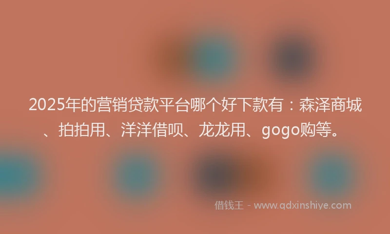 2025年的营销贷款平台哪个好下款有：森泽商城、拍拍用、洋洋借呗、龙龙用、gogo购等。