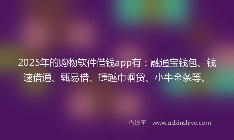 2025年的购物软件借钱app有：融通宝钱包、钱速借通、甄易借、捷越巾帼贷、小牛金条等。