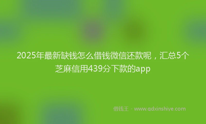 2025年最新缺钱怎么借钱微信还款呢，汇总5个芝麻信用439分下款的app