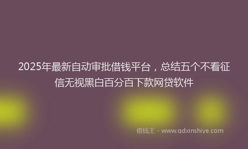 2025年最新自动审批借钱平台，总结五个不看征信无视黑白百分百下款网贷软件