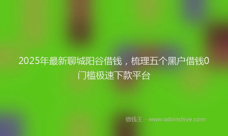 2025年最新聊城阳谷借钱，梳理五个黑户借钱0门槛极速下款平台