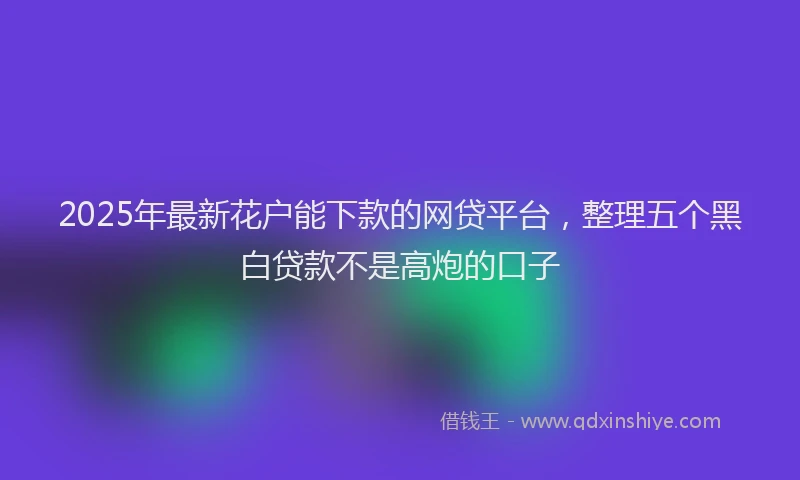 2025年最新花户能下款的网贷平台，整理五个黑白贷款不是高炮的口子