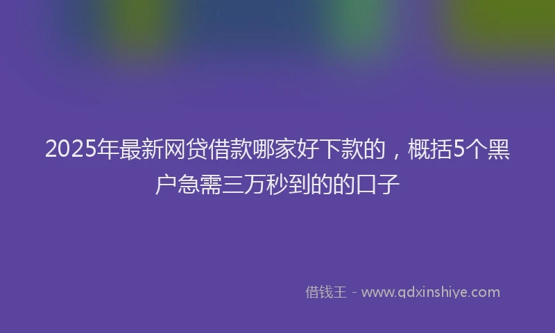 2025年最新网贷借款哪家好下款的，概括5个黑户急需三万秒到的的口子