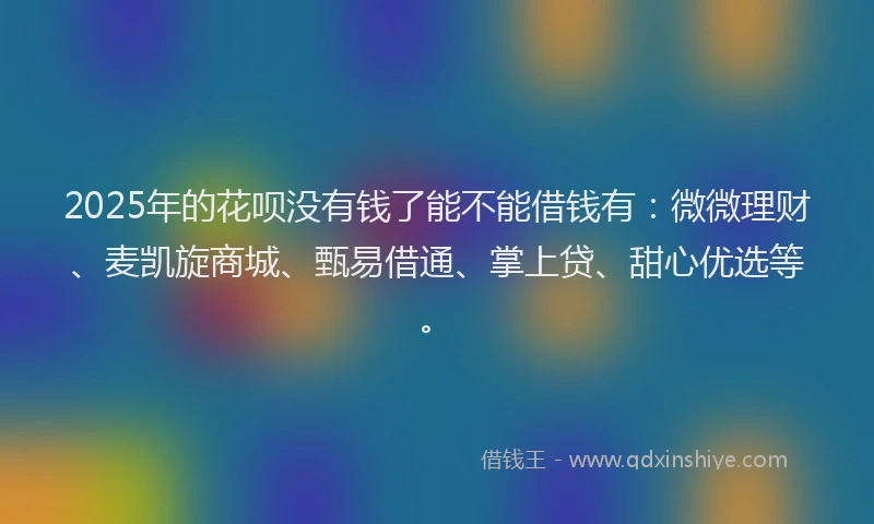 2025年的花呗没有钱了能不能借钱有：微微理财、麦凯旋商城、甄易借通、掌上贷、甜心优选等。