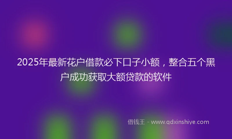 2025年最新花户借款必下口子小额，整合五个黑户成功获取大额贷款的软件