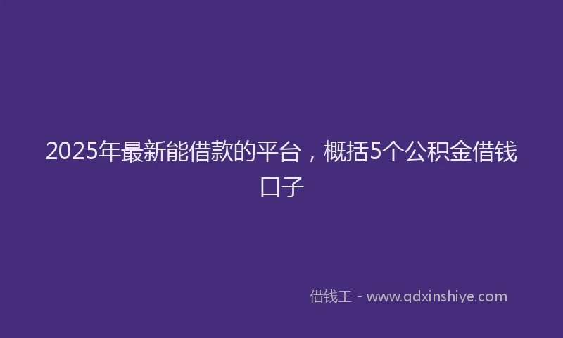 2025年最新能借款的平台，概括5个公积金借钱口子