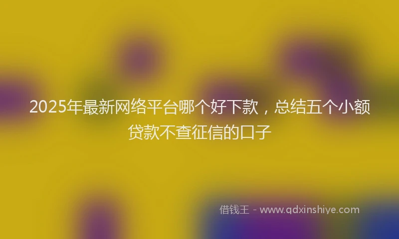 2025年最新网络平台哪个好下款，总结五个小额贷款不查征信的口子