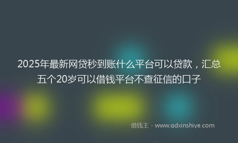 2025年最新网贷秒到账什么平台可以贷款，汇总五个20岁可以借钱平台不查征信的口子
