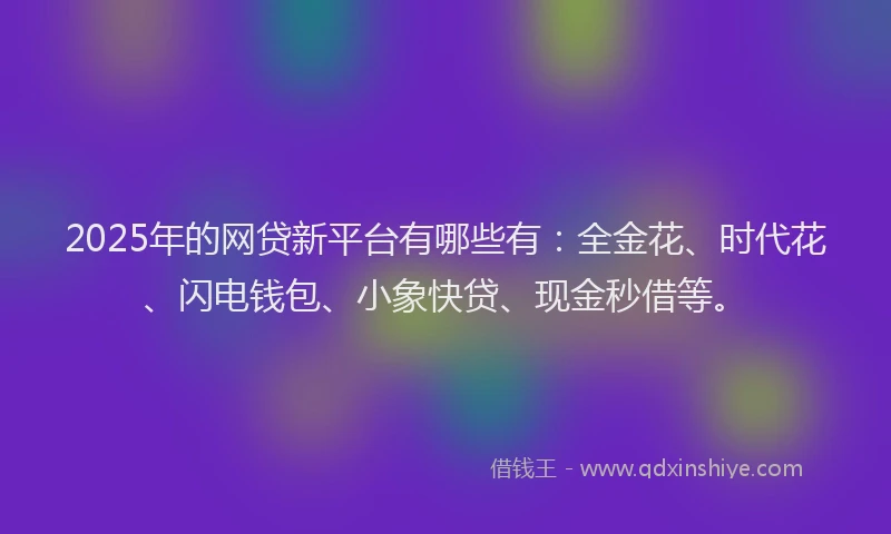 2025年的网贷新平台有哪些有：全金花、时代花、闪电钱包、小象快贷、现金秒借等。