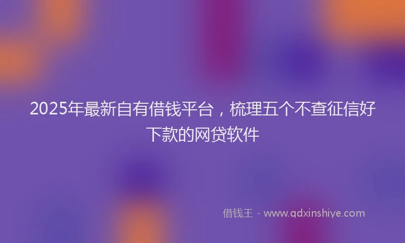 2025年最新自有借钱平台，梳理五个不查征信好下款的网贷软件