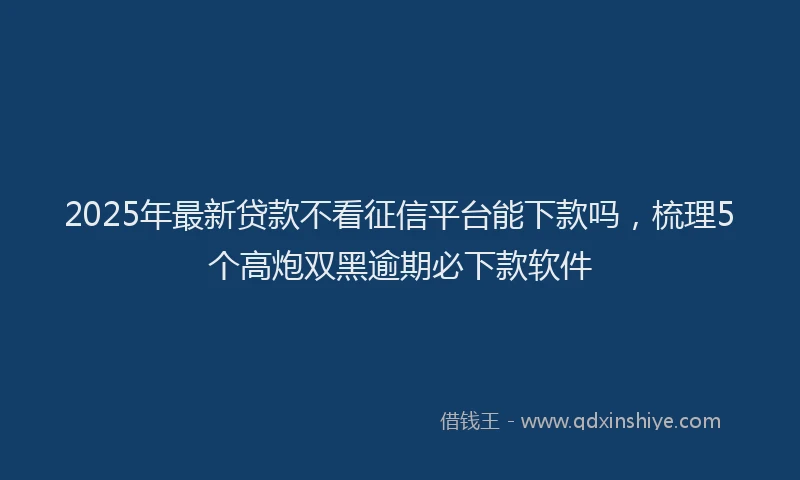 2025年最新贷款不看征信平台能下款吗，梳理5个高炮双黑逾期必下款软件