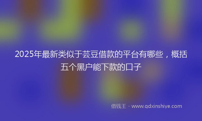2025年最新类似于芸豆借款的平台有哪些,概括五个黑户能下款的口子