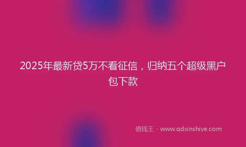 2025年最新贷5万不看征信，归纳五个超级黑户包下款