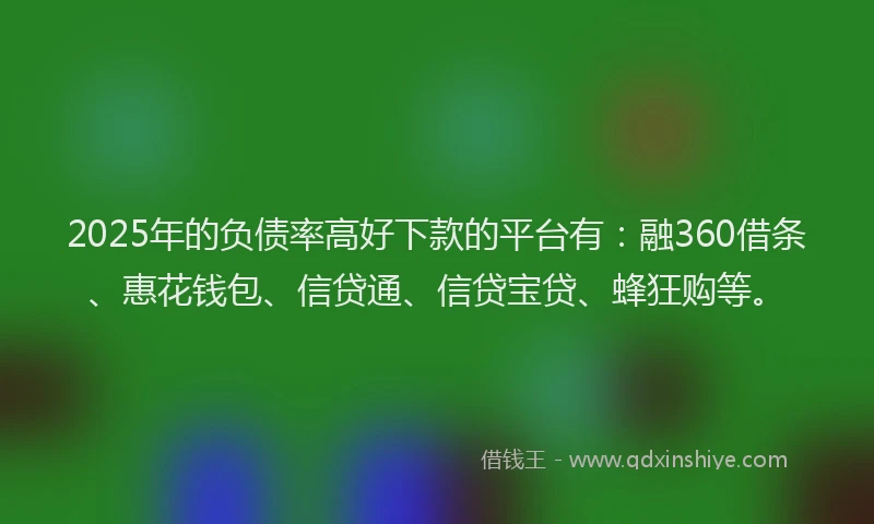 2025年的负债率高好下款的平台有：融360借条、惠花钱包、信贷通、信贷宝贷、蜂狂购等。