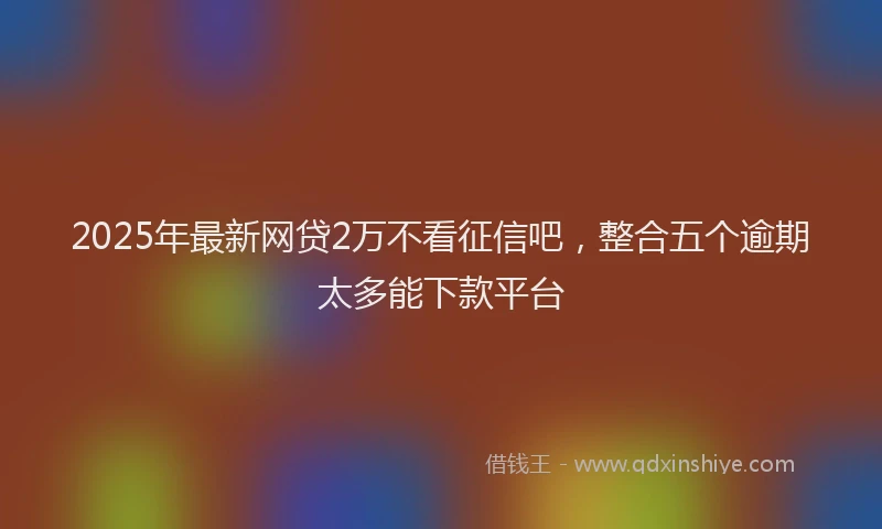 2025年最新网贷2万不看征信吧，整合五个逾期太多能下款平台