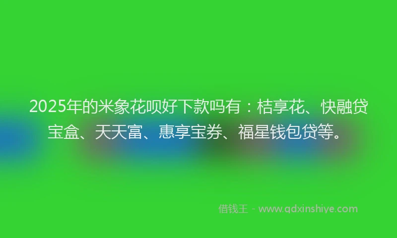 2025年的米象花呗好下款吗有：桔享花、快融贷宝盒、天天富、惠享宝券、福星钱包贷等。