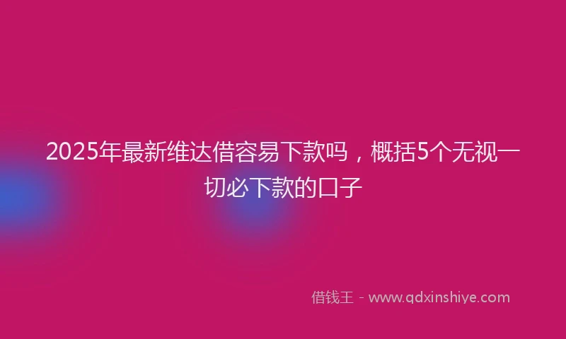 2025年最新维达借容易下款吗，概括5个无视一切必下款的口子