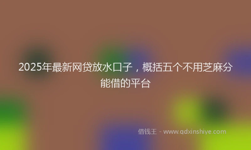 2025年最新网贷放水口子，概括五个不用芝麻分能借的平台
