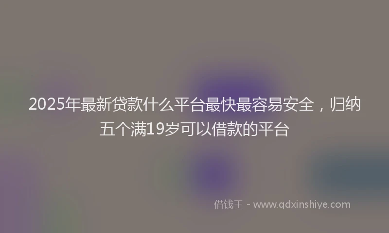 2025年最新贷款什么平台最快最容易安全，归纳五个满19岁可以借款的平台