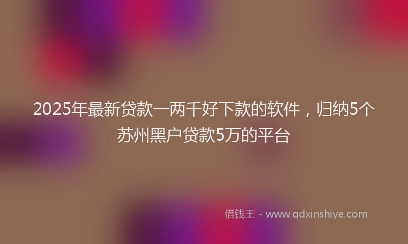 2025年最新贷款一两千好下款的软件，归纳5个苏州黑户贷款5万的平台